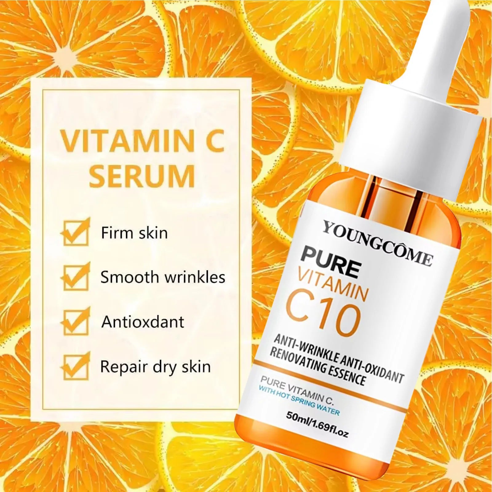 Vitamin C Facial Essence Hyaluronic Acid Dark Skin Brighten Serum Fade Fine Lines Moisturizing Repair Dull Serum Face Skin Care - BlissFully