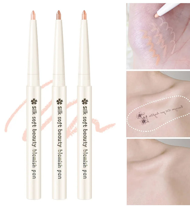 Hisyi Silk Concealer Waterproof Cover Concealer Naturally Cover Concealer with Nude Color Liner Pen, Cover Concealer with Nude Color Liner Pen, Makeup Is More Sophisticated. Suitable for a Variety of Skin Tones with 3 Colors