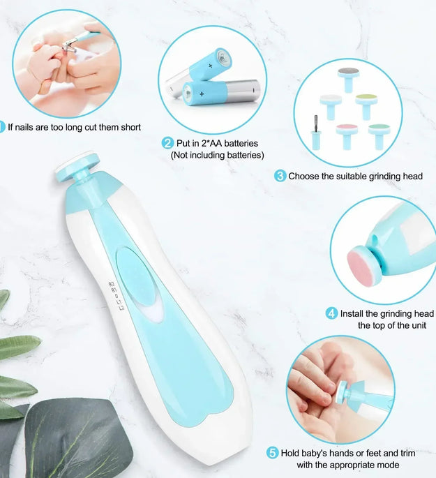Baby Care Multifunctional Electric Baby Nail Trimmer Baby Nail File Clippers Toes Fingernail Cutter Trimmer Manicure Tool Set