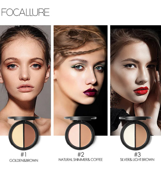 FOCALLURE Highlighter Contour Palette Matte Shimmer Face Shading Powder Natural Bronzer Illuminator Makeup Palette Cosmetics