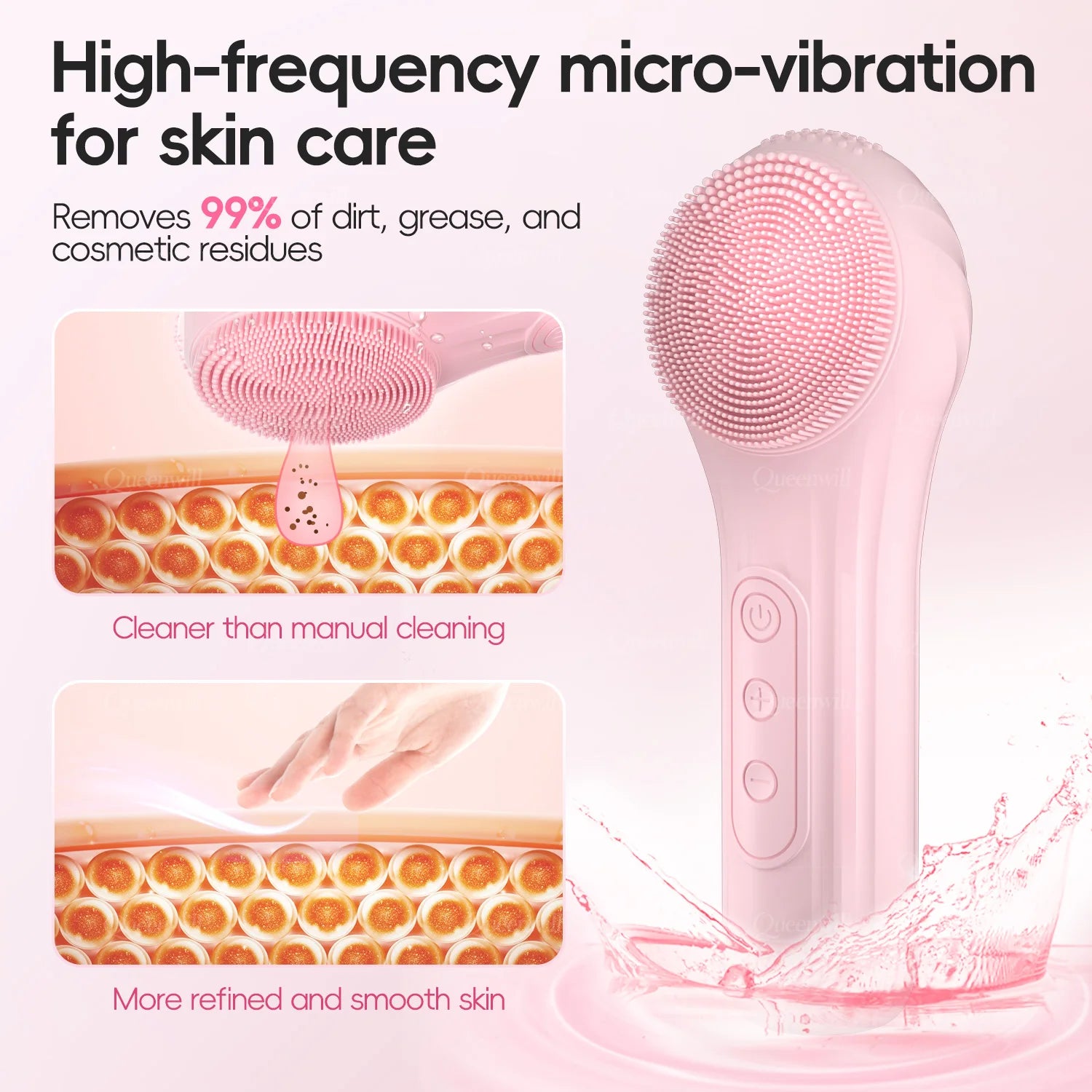 Electric Sonic Waterproof Facial Cleansing Brush Rechargeable Hot compress Deep Pore Cleaner Silicone Cleanse Skincare Device - BlissFully