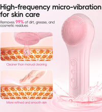 Electric Sonic Waterproof Facial Cleansing Brush Rechargeable Hot compress Deep Pore Cleaner Silicone Cleanse Skincare Device - BlissFully