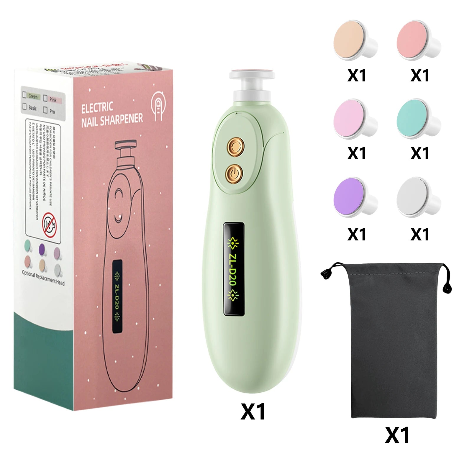 Baby Nail File Electric Baby Nail Care Set with LED Light, Baby Nail Trimmer for Newborn/Infants/Adults Toenails and Fingernail
