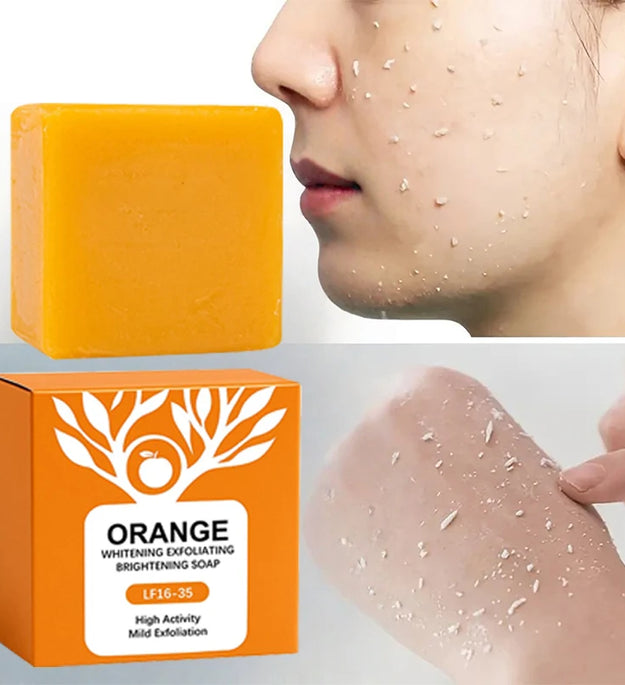 100g Orange Enzymes Mild Exfoliating Brightening Soap Bar,Face Body Gentle Cleansing Hydrating Moisturizing,Smooth Tender Skin