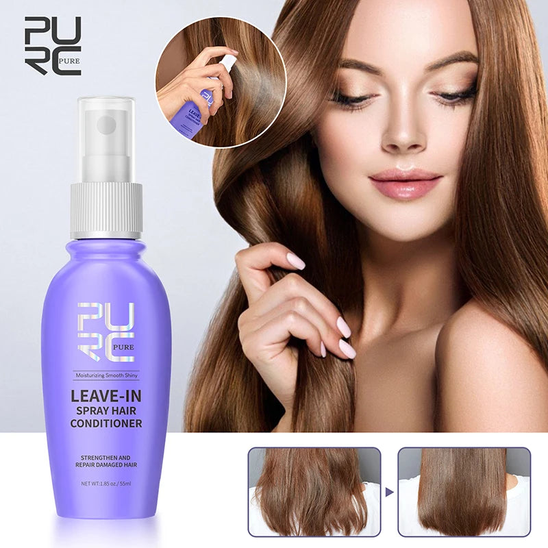PURC Leave In Conditioner Spray for Hair Smoothing Hair Treatment Coconut Oil Repair Damaged Dry After-Shampoo Hair Care 55ml