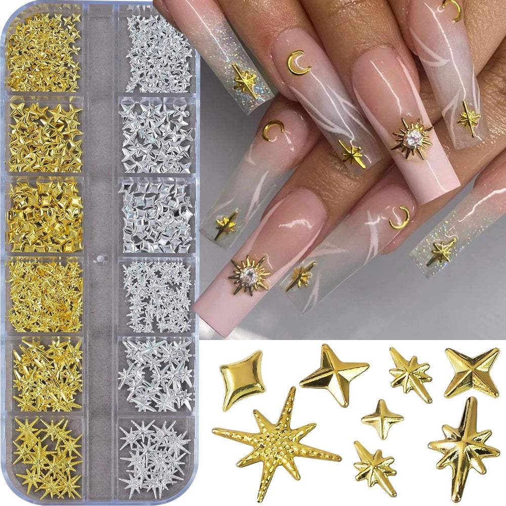 12Grids Mini Caviar Beads Nail Art Decorations Metal Gold/Silver Micro Ball Nail Charms Magnetic Pen 0.5~3mm Ball Nail Jewelry