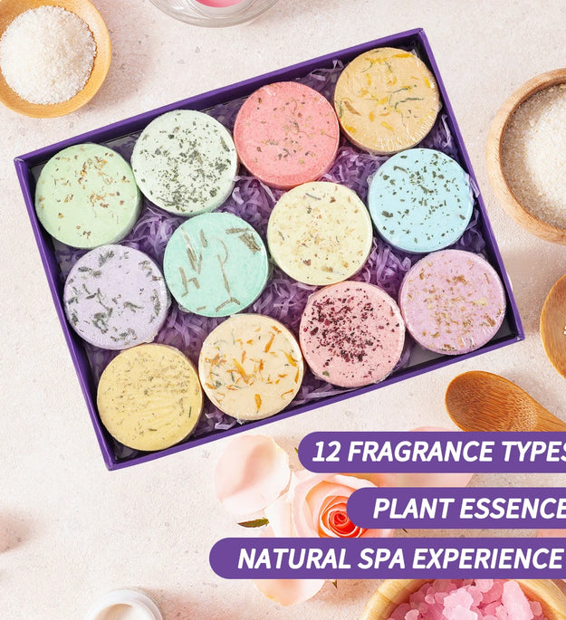 Shower Steamers Aromatherapy - Birthday Gifts for Women, 12 Pack Shower Bombs with Essential Oils. Gifts for Her, Self Care Spa