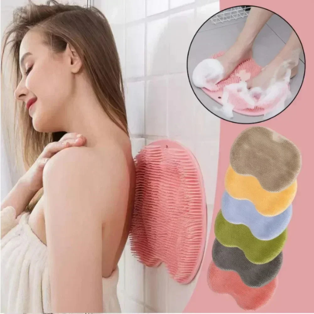 New Exfoliating Shower Massage Scraper Bathroom Non-slip Bath Mat Back Massage Brush Silicone Foot Wash Cleaning Bathing Tool