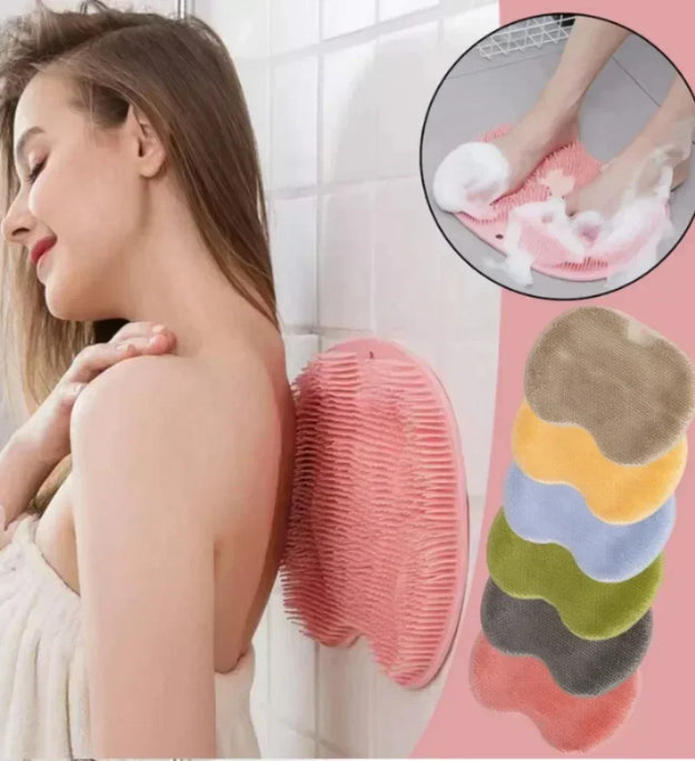 New Exfoliating Shower Massage Scraper Bathroom Non-slip Bath Mat Back Massage Brush Silicone Foot Wash Cleaning Bathing Tool