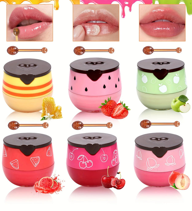 Lip Mask Honey Pot, Moisturizing Lip Mask with Brush, Lip Sleeping Mask Overnight, Hydrating Lip Balm, Lip Mask Propolis