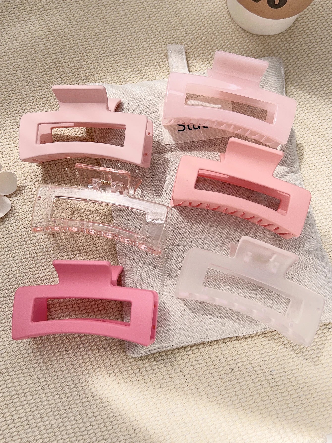7 Pcs Big Hair Claw Clips 3.4" Non-slip Big Square Matte for Women Girls, Strong Hold Banana Clips for Thick Thin Hair - BlissFully