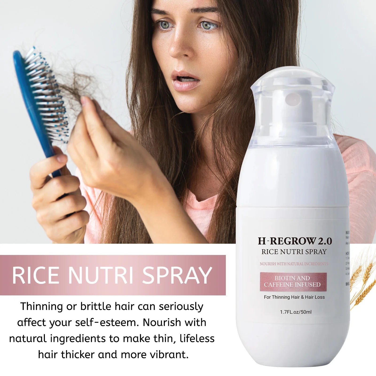 Hair Spray Rice Water Strong Hair Follicle Root Thick Loss Prevention Nourishing Soften Hair Helper Care Spray For Thinning Hair - BlissFully