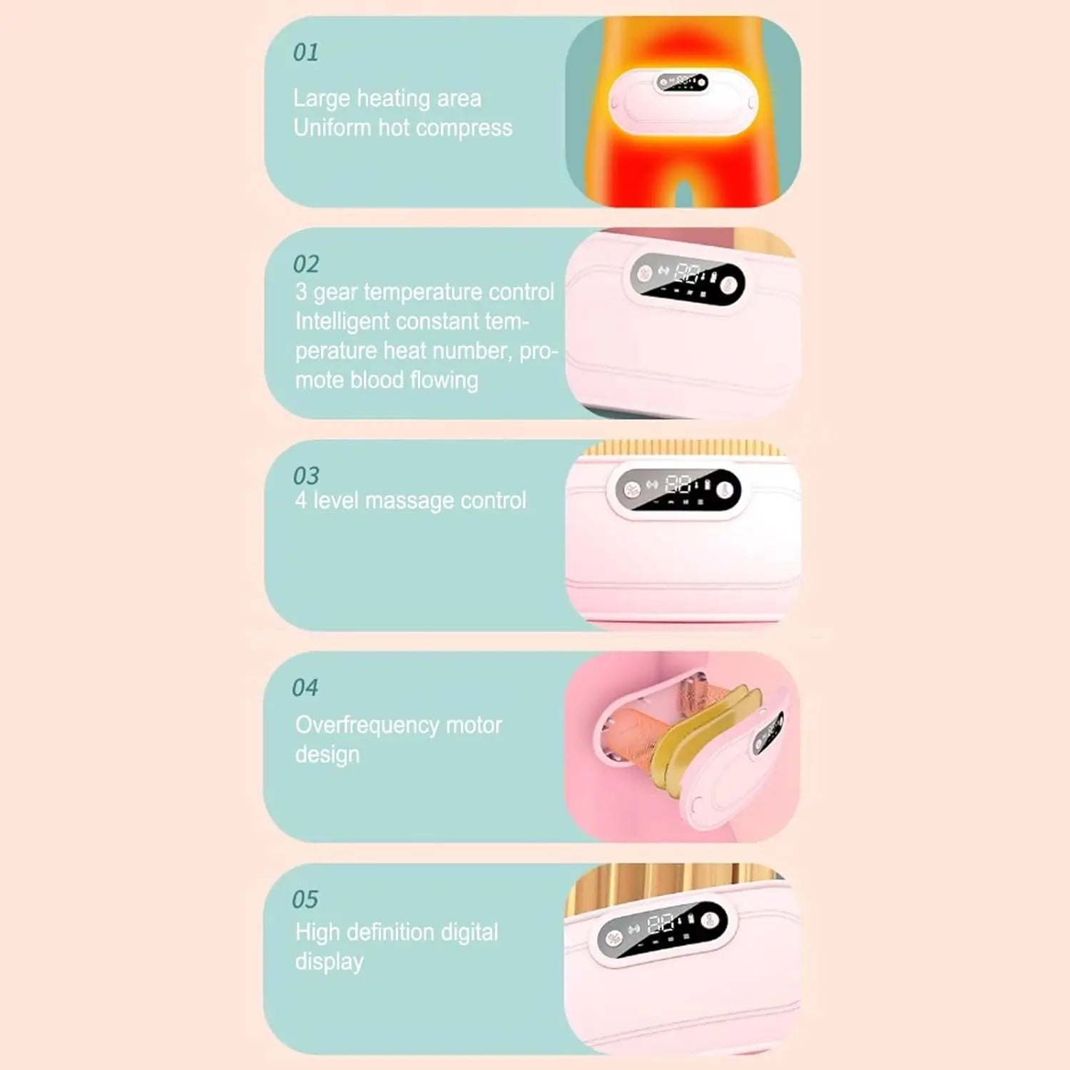 Heating Pad for Period Cramps, 5000 mAh Large Capacity, 5-10h Working Time, Portable Cordless Menstrual Heating Pad with 3Heat L