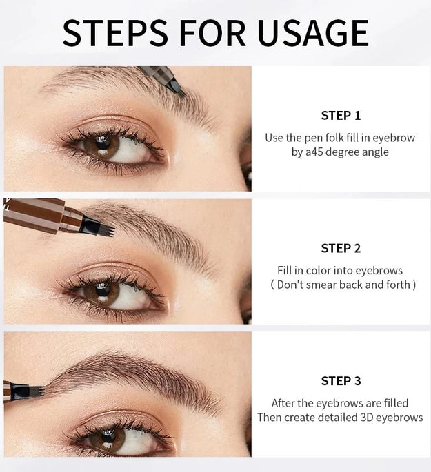 Four-pronged eyebrow pencil, four-end, long-lasting, non-smudged, water-resistant, anti-smudged eyebrow pencil