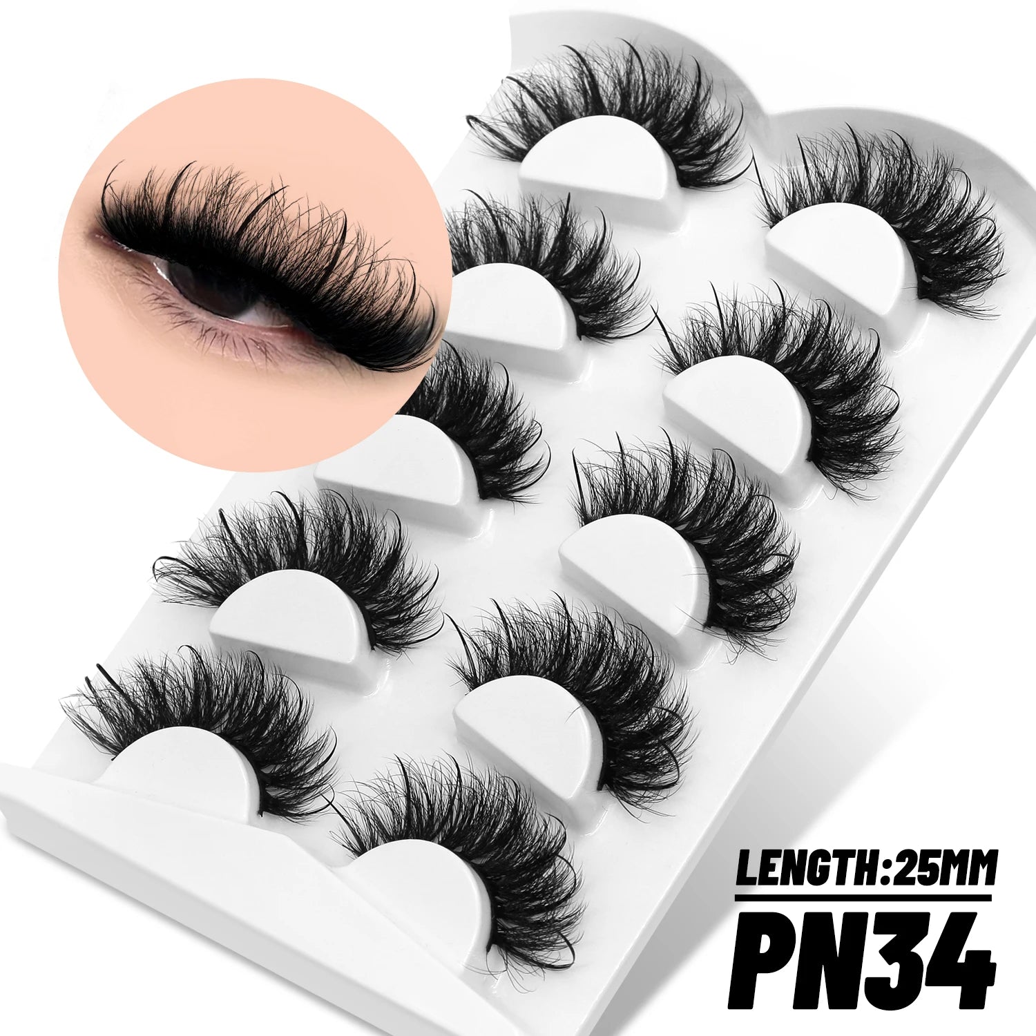 GROINNEYA Fluffy Eyelashes 3D Mink False Lashes Fluffy Soft Cross Manga Lashes Wispy Volume Mink Lashes Dramatic Makeup