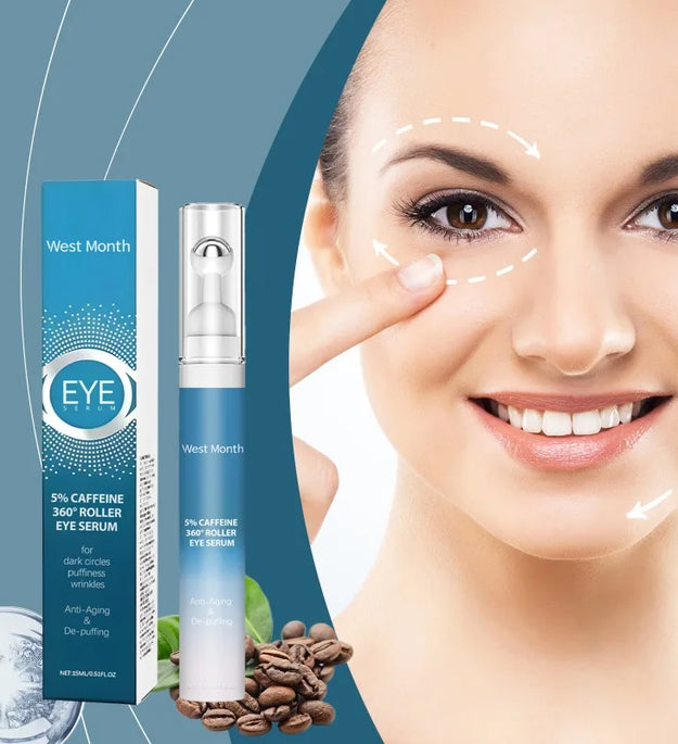 5% Caffeine Eye Serum Nourishing Moisture Under Eye Roller Cream 360° Massage Firming Serum For Dark Circles and Puffiness