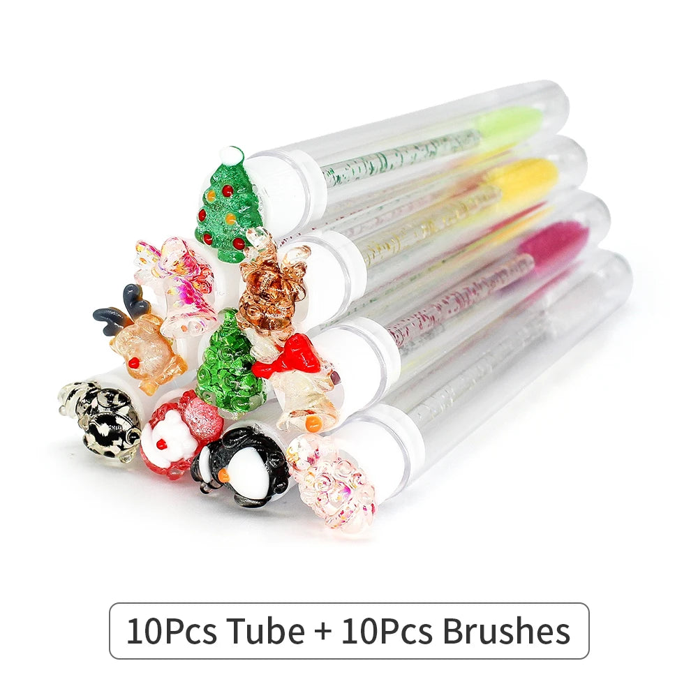 Christmas Eyelash Brush Tubes With Lash Reusable Mascara Wands Replaceable Makeup Applicators Dust-proof Lash Extension Supplies
