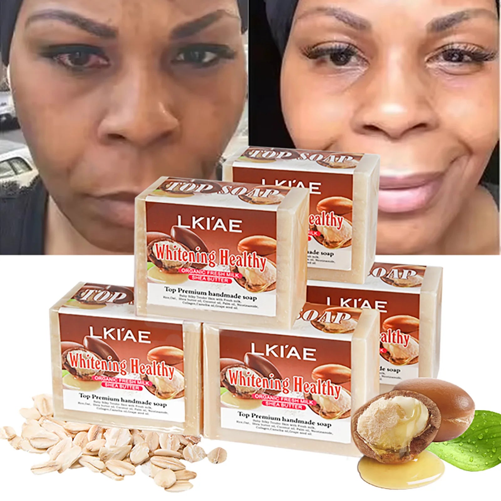 Whitening Organic Fresh Milk Soap, Handmade Oat Soap Bar For Face, Deep Cleansing, Smooth Skin With Shea Butter, Oats, 150g