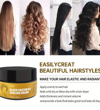 GZE Black Castor Oil Curl Defining Cream Non-stick Hydrates & eliminates frizz, Hair-Smoothing Anti-Frizz Cream to Define - BlissFully
