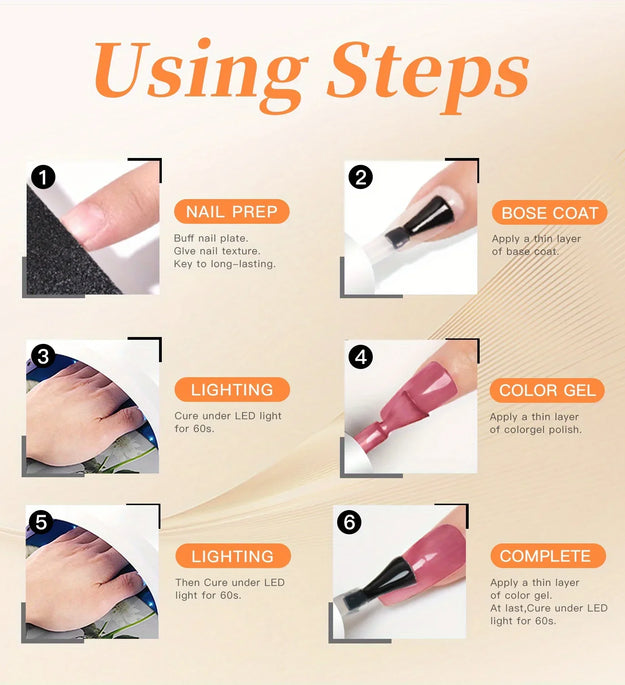 TARTU 6pcs 8ml Cat Eye Gel Nail Polish Set, 6 Colors Gel Polish Kit, Soak Off for Uv/Led, for Salon and Nail Art DIY At Home