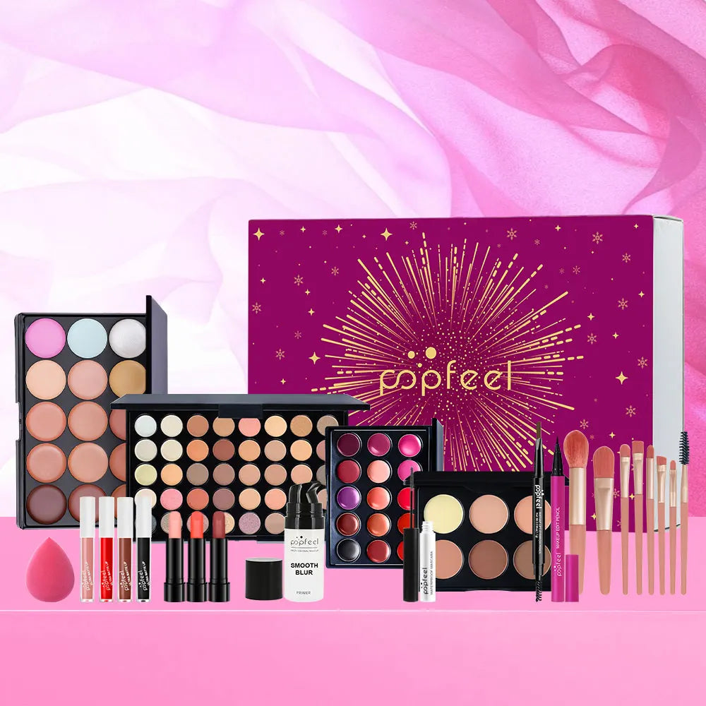 POPFEEL Christmas Makeup Set Gift Box - Includes Eyeshadow, Concealer, Powder - Perfect Cosmetics Set Gift for Special Occasions