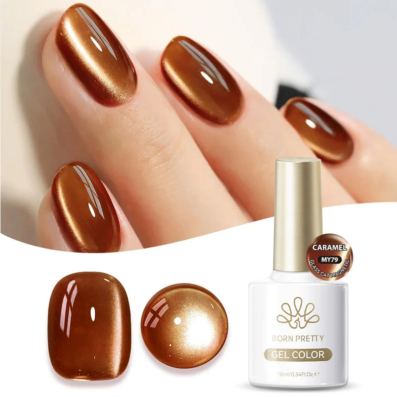 BORN PRETTY 10ml Dark Red Cat Magnetic Gel Nail Polish for Winter Nails DIY Jelly Glass Silver-Light Varnis Semi Permanent