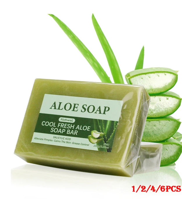 1/2/4/6Pcs Aloe Vera Whitening Soap, Remove Acne, Pimples, Skin Radiant, Improve Skin Luster, Vegan Bath Wash for All Skin Types