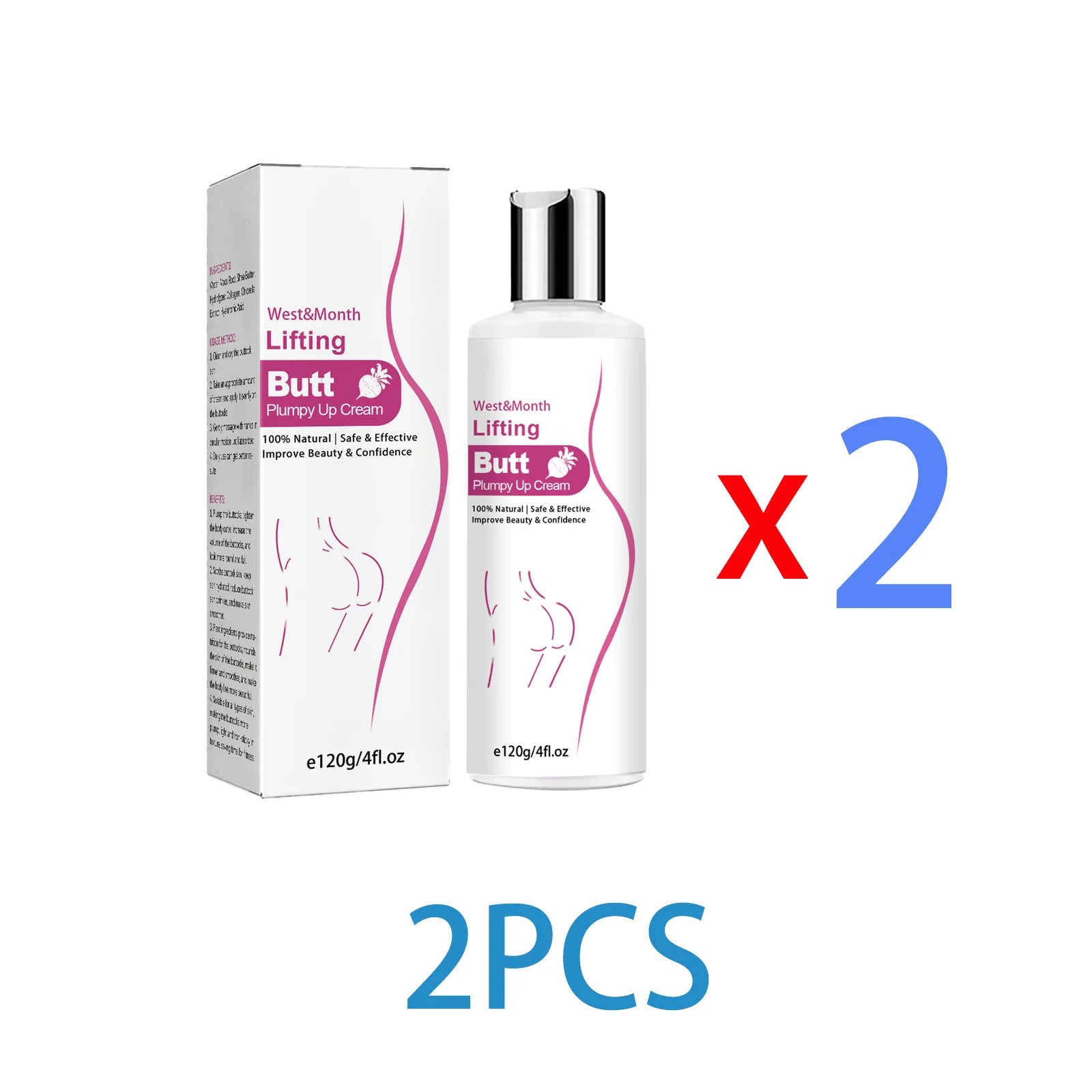 West Month Buttocks Firming Cream with Maca Root and Shea Butter Toning Hydrating Lift Enhancing Massage Cream for Women 120g