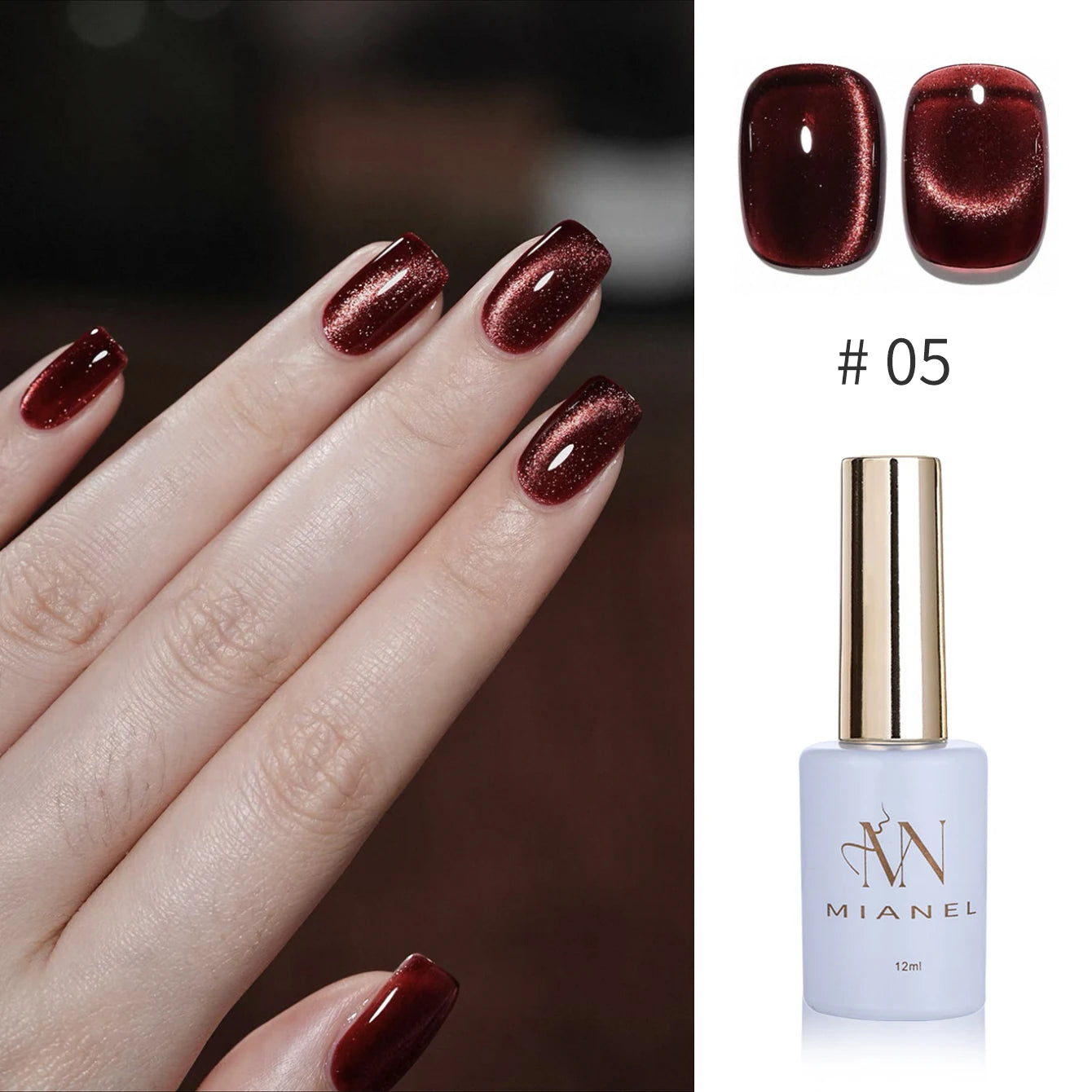 12ML 1-21PCS Winter And Autumn Whitening Red Glass Bead Cat Eye Magnet Gel Nail Polish Christmas Nails Nail Set Nail Art