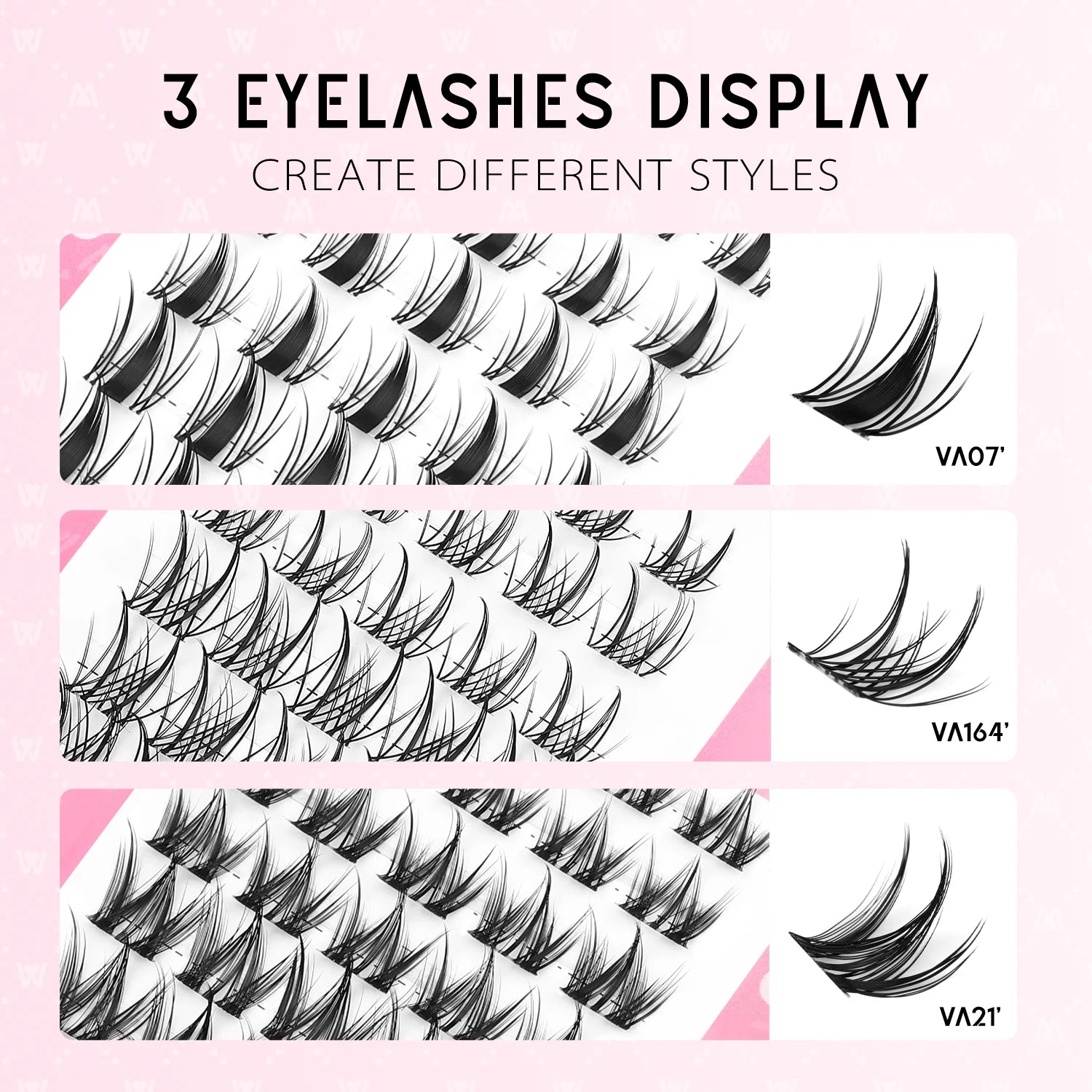 WOSHEER Manga Lash Clusters Kit Cat Lashes with Lash Bond & Seal Cluster Eyelash Extensions Mixed Tray Eyelash Clusters Kit