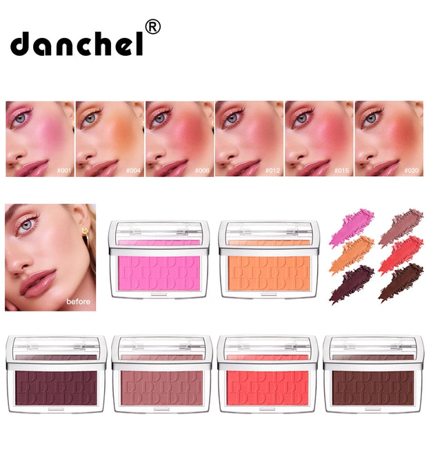 6 Colors Matte Embossed Blush Rosy Blusher Facial Blush Powder High Pigmented Pink Coral Rouged For Cheeks Smooth Cosmetics