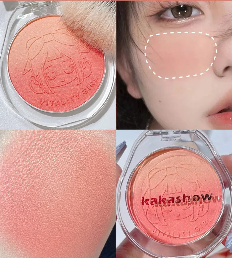 Dual Gradient Blush Highlights Natural Nude Makeup Brightening Cheek Purple Blue Female Niche Brand 2024 New
