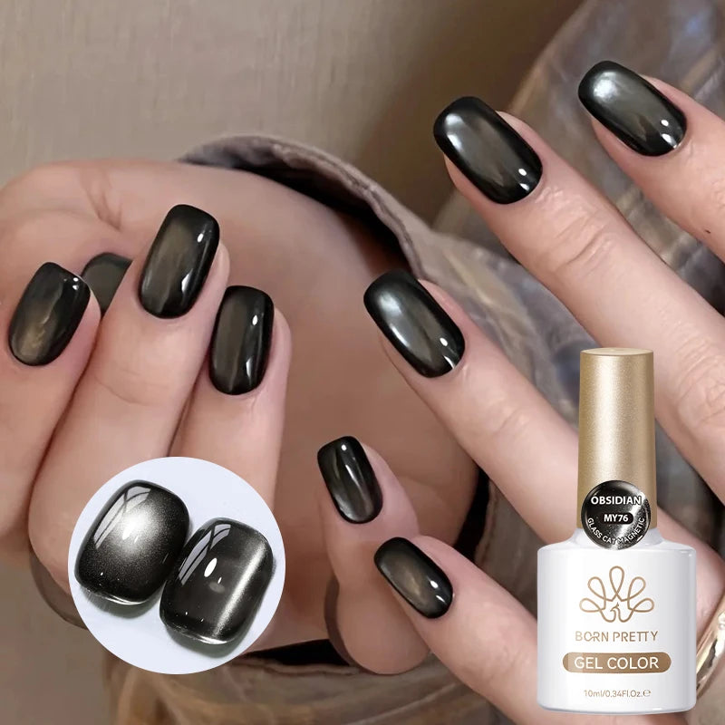 BORN PRETTY 10ml Dark Red Cat Magnetic Gel Nail Polish for Winter Nails DIY Jelly Glass Silver-Light Varnis Semi Permanent