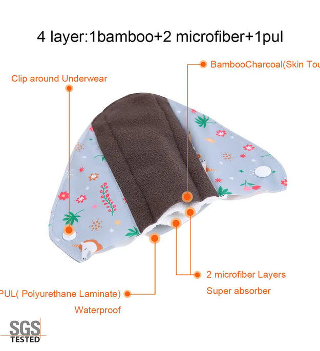 Washable Menstrual Pad Panty Liner Reusable Cloth Sanitary pad Hygienic and Soft Washable Charcoal Menstrual Dropshipping