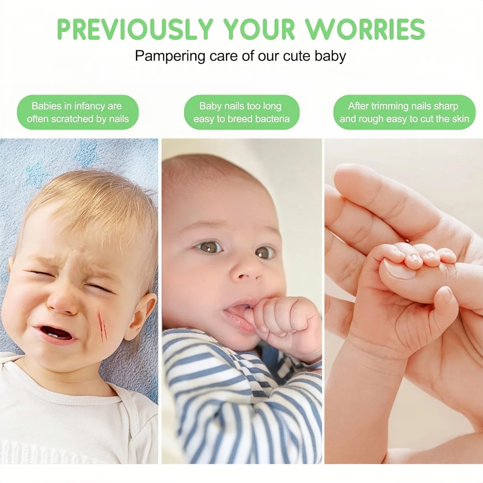 Baby Nail File Electric Baby Nail Care Set with LED Light, Baby Nail Trimmer for Newborn/Infants/Adults Toenails and Fingernail