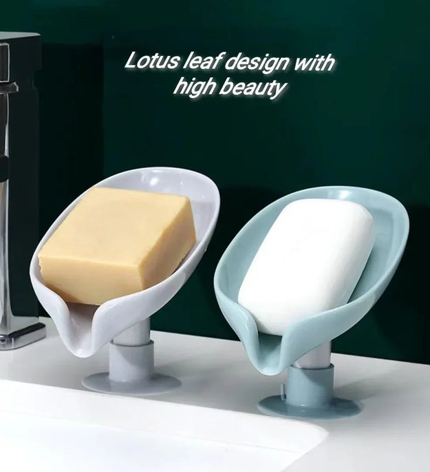 otus leaf Shape Soap Box Bathroom Accessories Tray Creative Sucker Water-free Storage Box