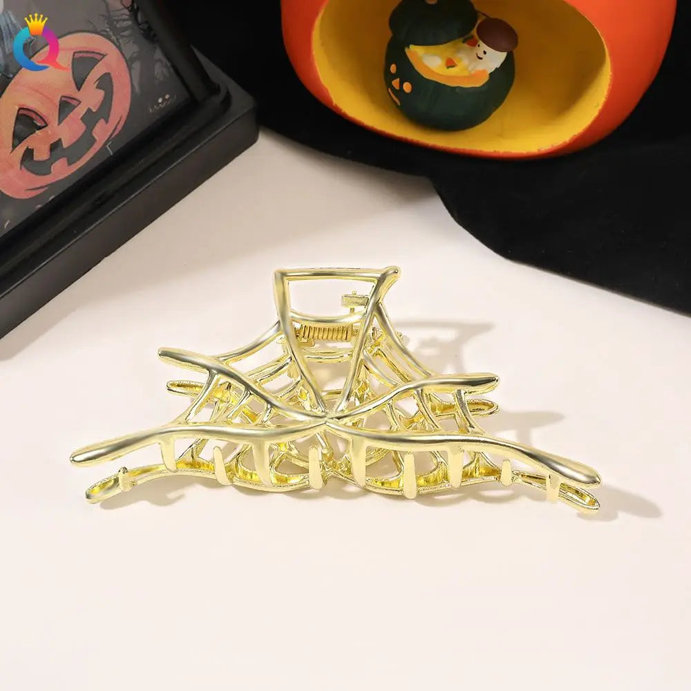 1Pcs Halloween Black Spider Hair Claw Clips with Pearl Charm Design,Metal Gothic Punk Hair Clips Strong Hold Hair Accessories - BlissFully