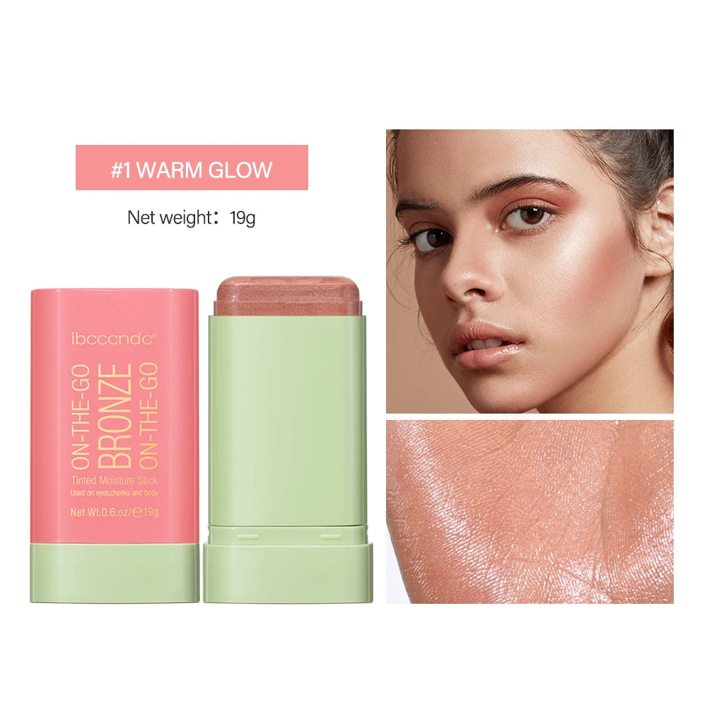 Lakerain Functional Blush Stick Face Makeup Waterproof Easy Color Rouge Blusher Cream High Color Rendering Brightening Skin Tone