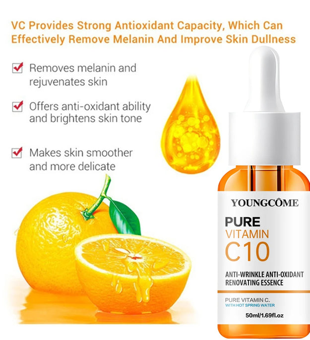 Vitamin C Facial Essence Hyaluronic Acid Dark Skin Brighten Serum Fade Fine Lines Moisturizing Repair Dull Serum Face Skin Care - BlissFully