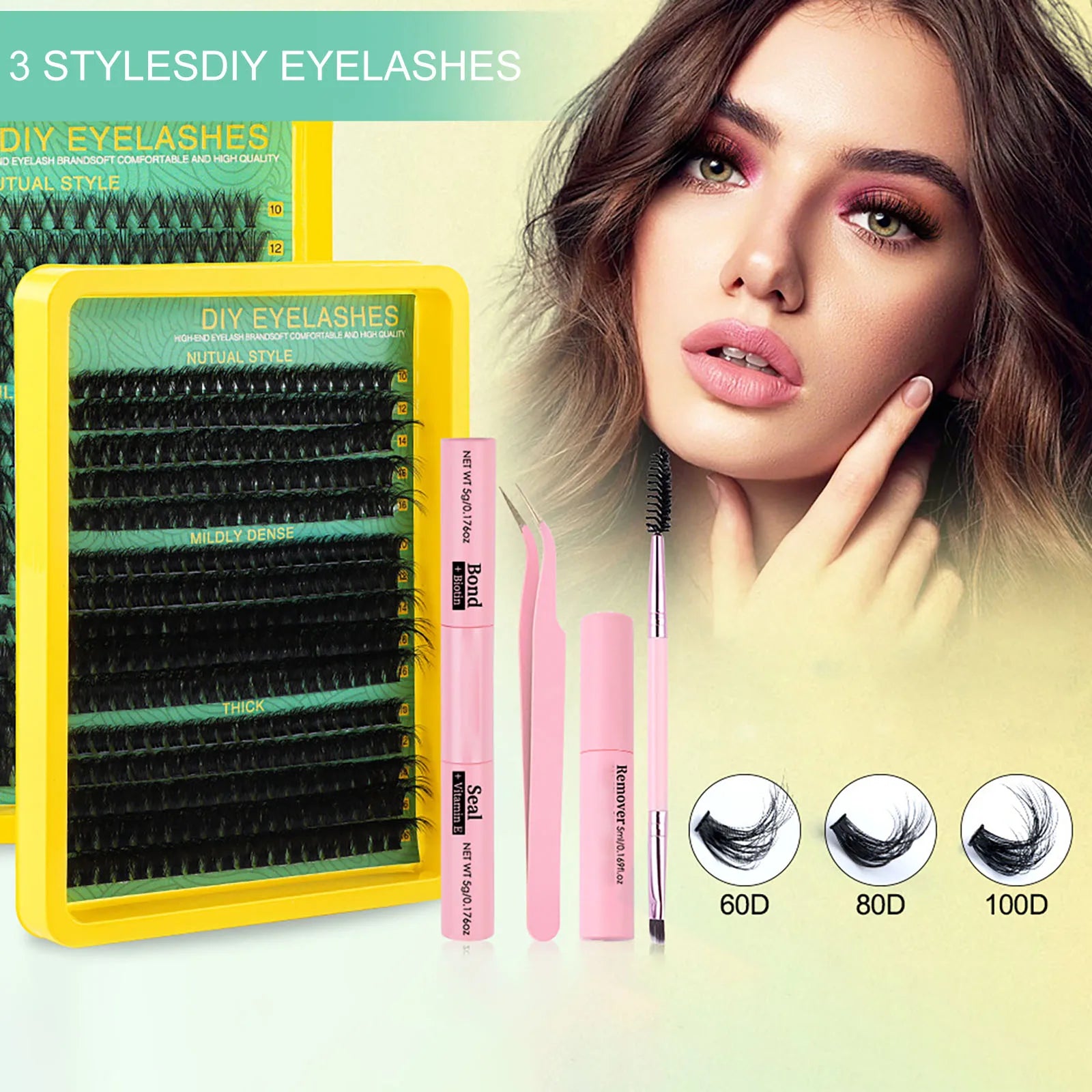 Lash Clusters Kit Natural, 10-16MM Spiky Volume Cluster Eyelash Extensions, Lash Extension Kit Fairy Individual Lashes Cluster 3