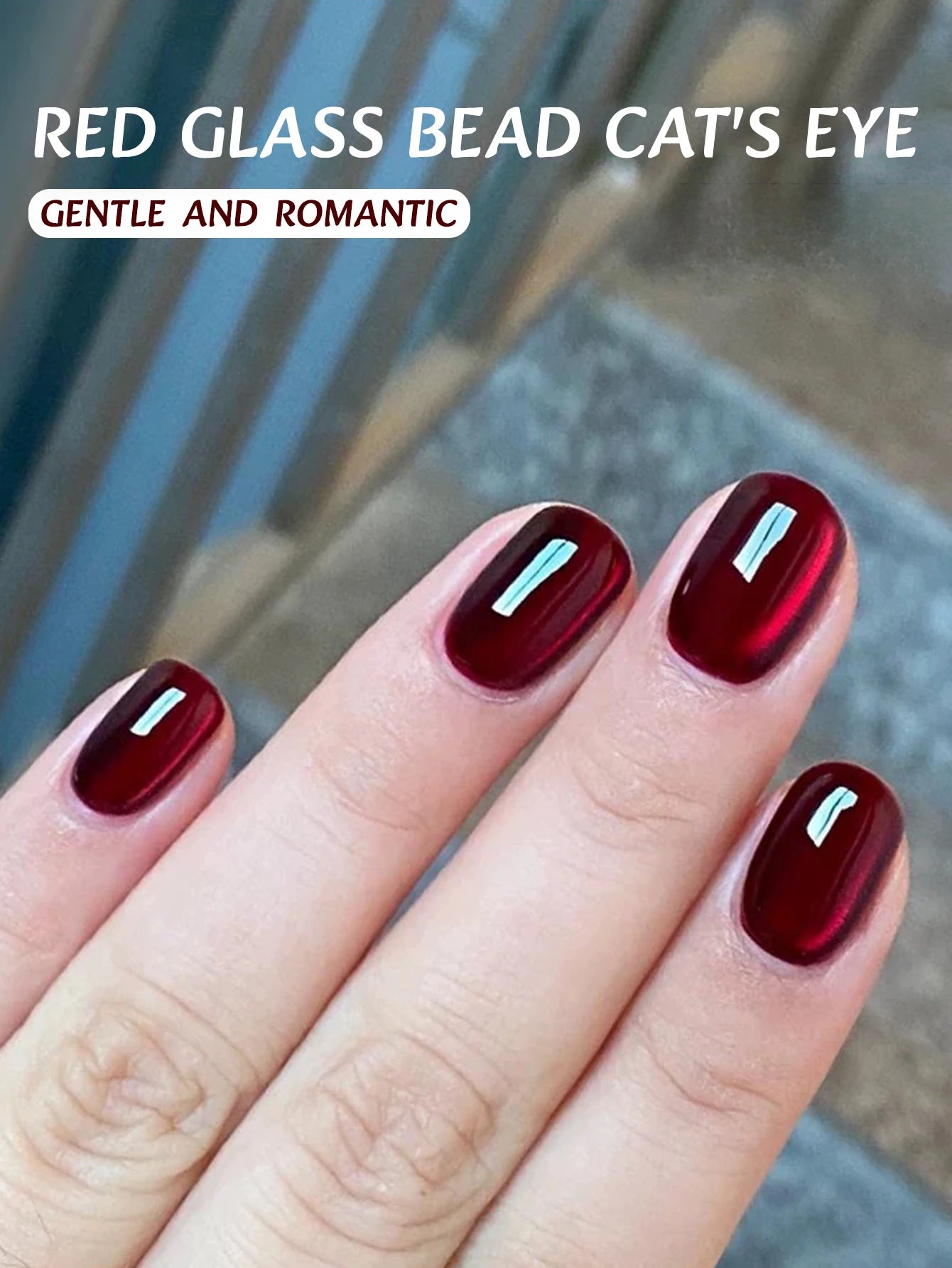 12ML 1-21PCS Winter And Autumn Whitening Red Glass Bead Cat Eye Magnet Gel Nail Polish Christmas Nails Nail Set Nail Art