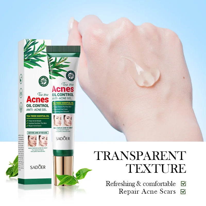 SADOER Tea Tree Acne Removing Cream Facial skincare Oil Control Face Gel Creams Hydrating Moisturizing Facial Cream Skin Care - BlissFully
