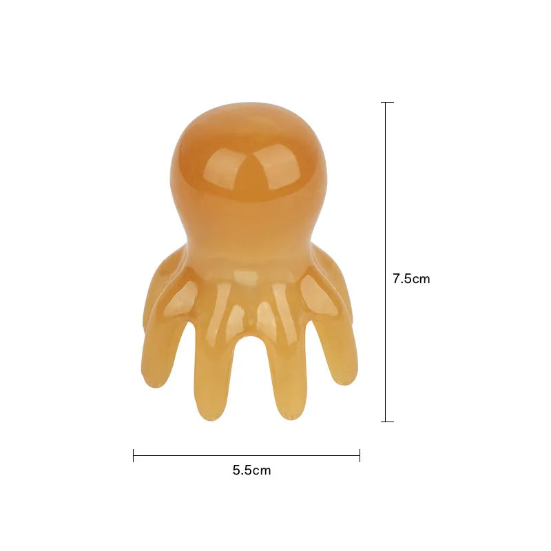 Octopus Massage Comb Resin Head Meridian Scraping Scalp Massage Brush Acupuncture SPA Gua Sha Massage Comb for Fatigue Relief - BlissFully