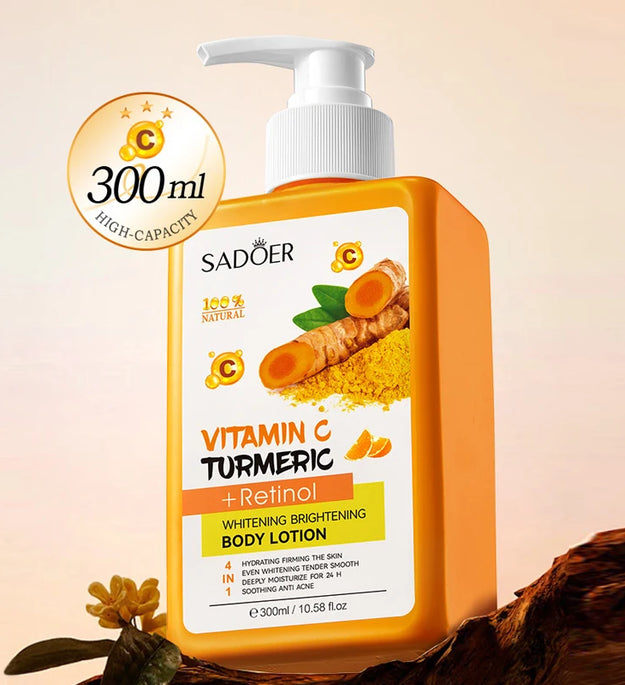 300ml Turmeric Body Cream Dark Spots Whitening Lotion Vitamin C Moisturizing Face Cream Tender Firming Body Skincare