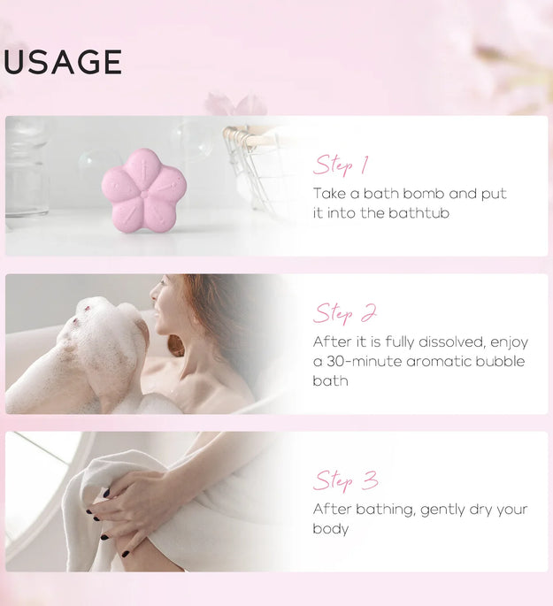 LAIKOU Japanese Sakura Bath Bomb Bubble Explosion Bath Salt for Body Cleansing Moisturizing 30g
