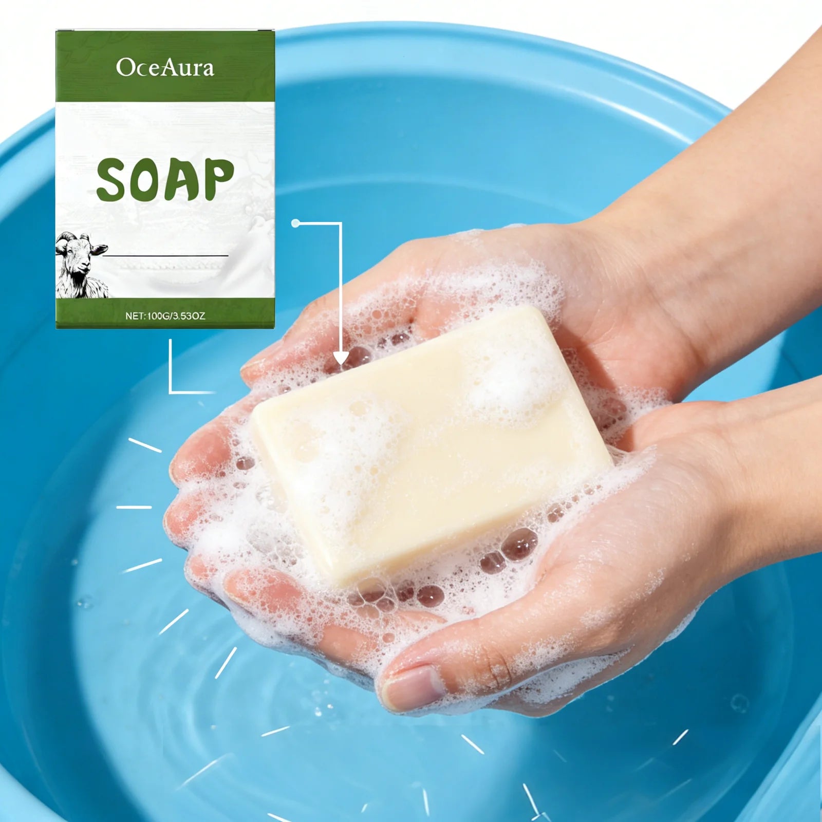 OceAura Goat Milk Soap Professional Skin Cleaning Deep Hydration Body Care Natural Organic Coconut Oil Handmade Bath Soap Bar