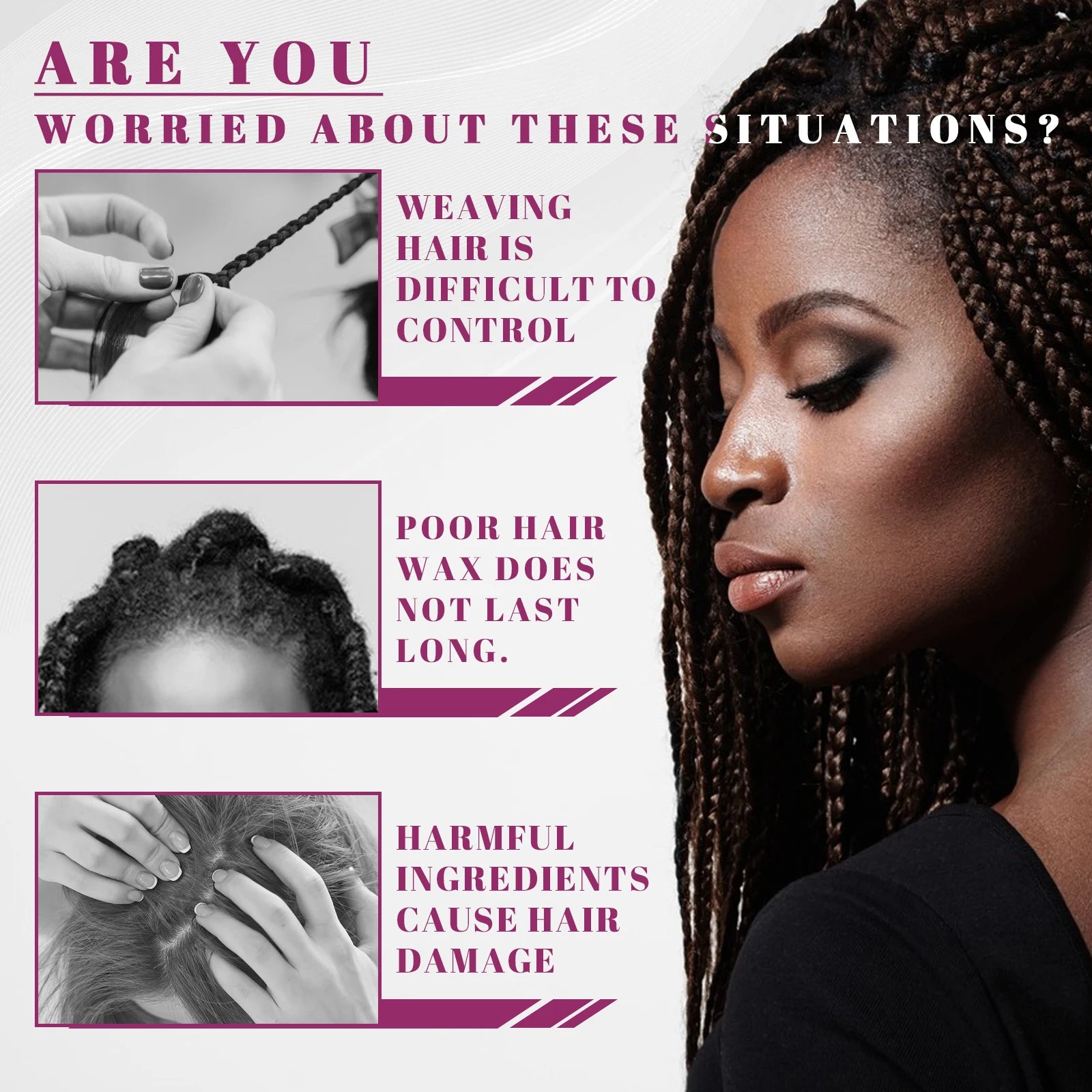 Styling Braiding Gel Wax Carbomer Long Lasting Strong Hold Pomade Anti-Frizz Smooth Hair Finishing Shaping Hair Edge Control