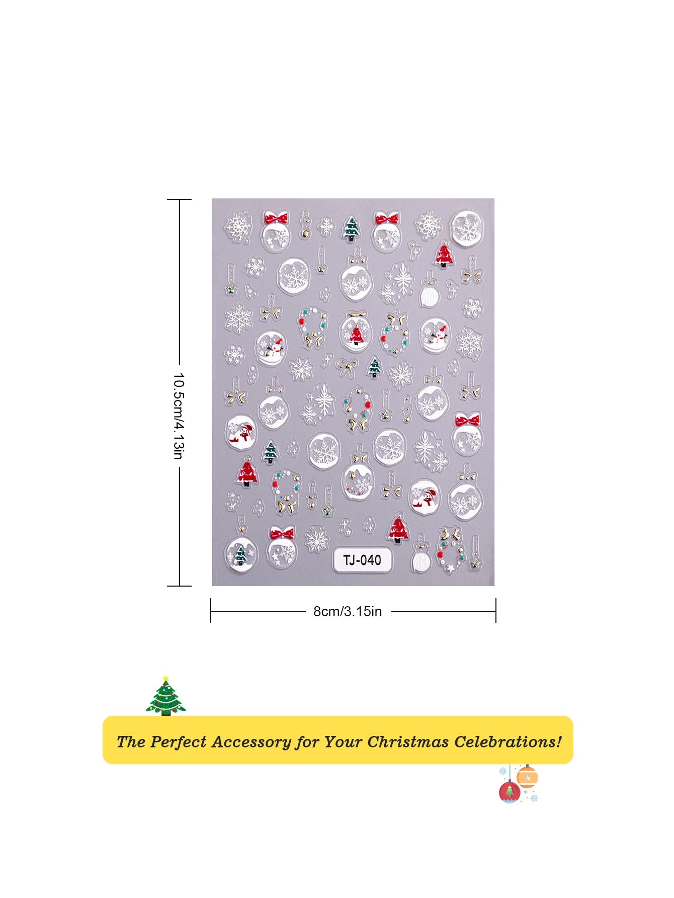 1/2pcs Winter Christmas Ball Snowflake Nail Stickers 5D Relief White Hollow Christmas Celebration Nail Stickers Decorations