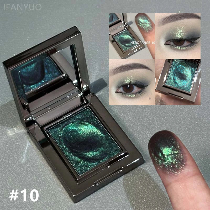 Chameleon Dark Green Eyeshadow Palette Fine Easy-To-Apply Sparkling Pearlescent Mashed Potato Eye Shadow Brightening Makeup