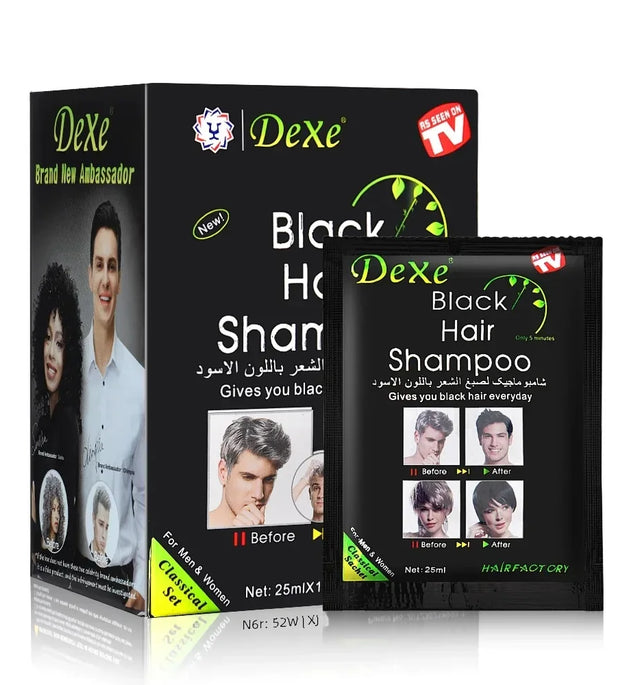 10 Pcs Dexe Fast Black Hair Shampoo 5 Mins Fast Become Black Hair Dye Herb Natural Hair Care Restore Colorant Shampoo Hair Care - BlissFully